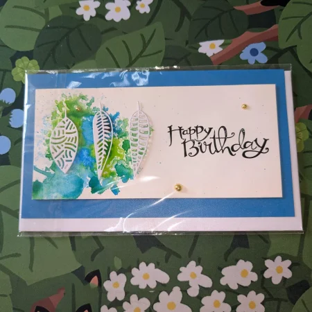 Happy Birthday Cards with 3D Leaves (Blank Inside) - Handmade In Sri Lanka