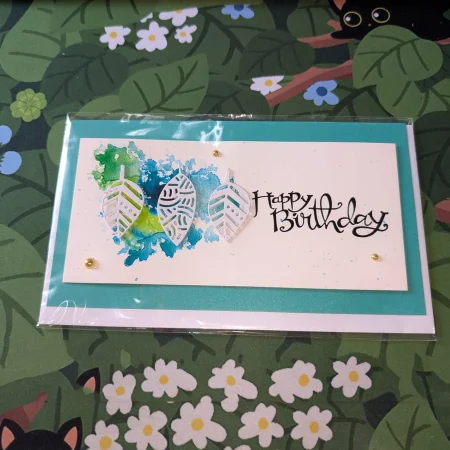 Happy Birthday Cards with 3D Leaves (Blank Inside) - Handmade In Sri Lanka