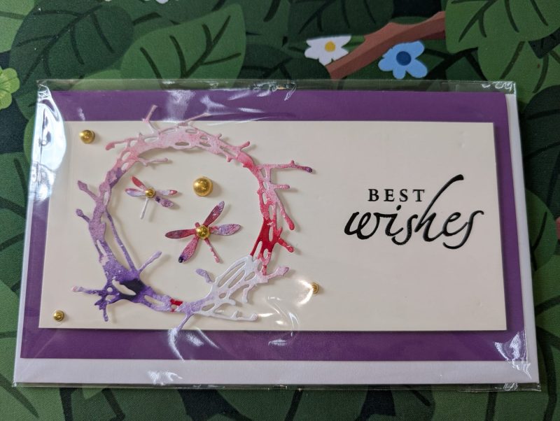 Best Wishes Cards with 3D Dragonflies (Blank Inside) - Handmade In Sri Lanka