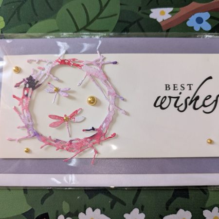 Best Wishes Cards with 3D Dragonflies (Blank Inside) - Handmade In Sri Lanka