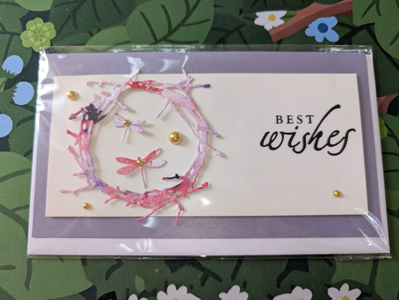 Best Wishes Cards with 3D Dragonflies (Blank Inside) - Handmade In Sri Lanka