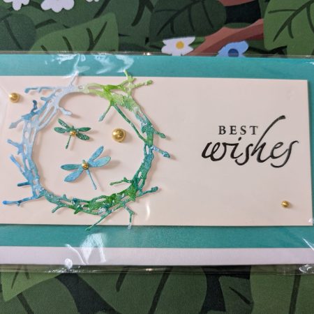 Best Wishes Cards with 3D Dragonflies (Blank Inside) - Handmade In Sri Lanka