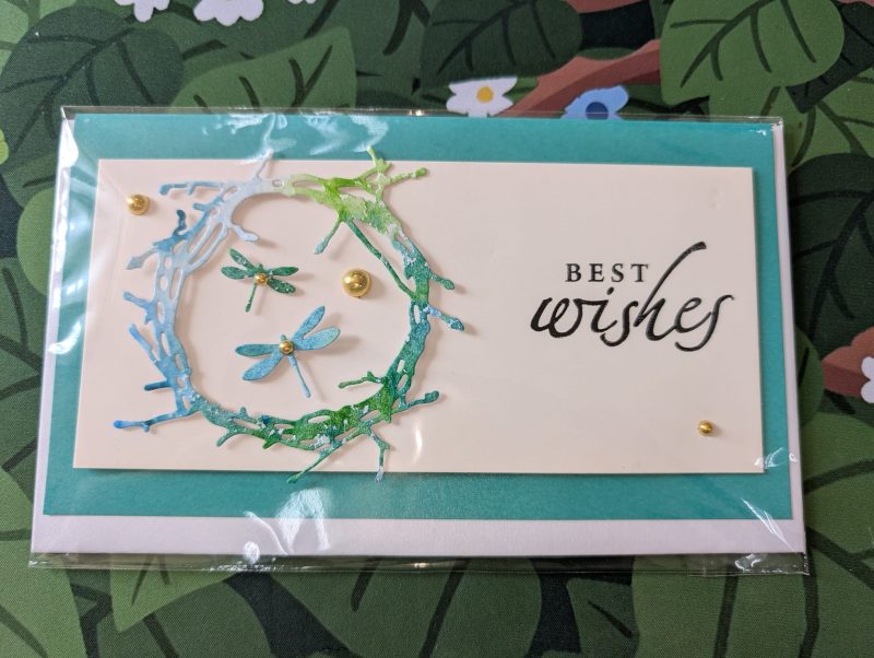 Best Wishes Cards with 3D Dragonflies (Blank Inside) - Handmade In Sri Lanka