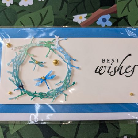 Best Wishes Cards with 3D Dragonflies (Blank Inside) - Handmade In Sri Lanka