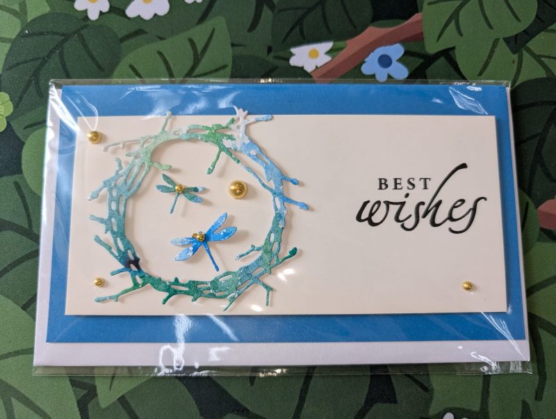 Best Wishes Cards with 3D Dragonflies (Blank Inside) - Handmade In Sri Lanka