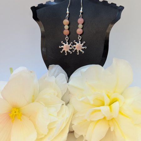 Tourmaline and yellow jade sun charm earrings