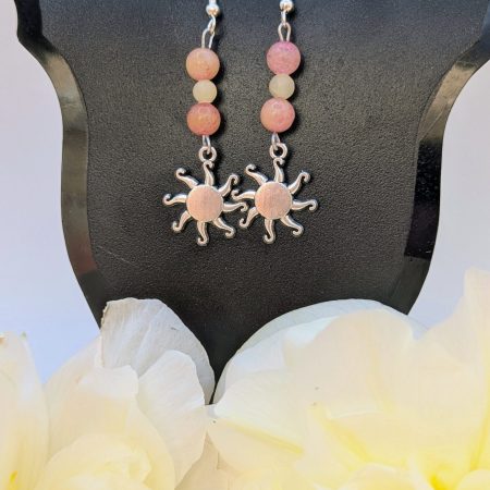 Tourmaline and yellow jade sun charm earrings