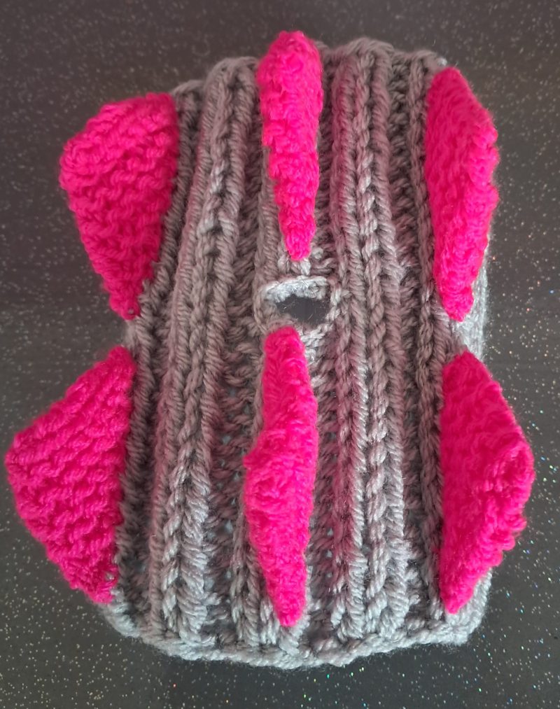 Dog Snood Dinosaur style, handknitted