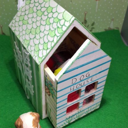 Handmade Decorative Dog House - Includes a decorated dog house, a dog and canine accessories
