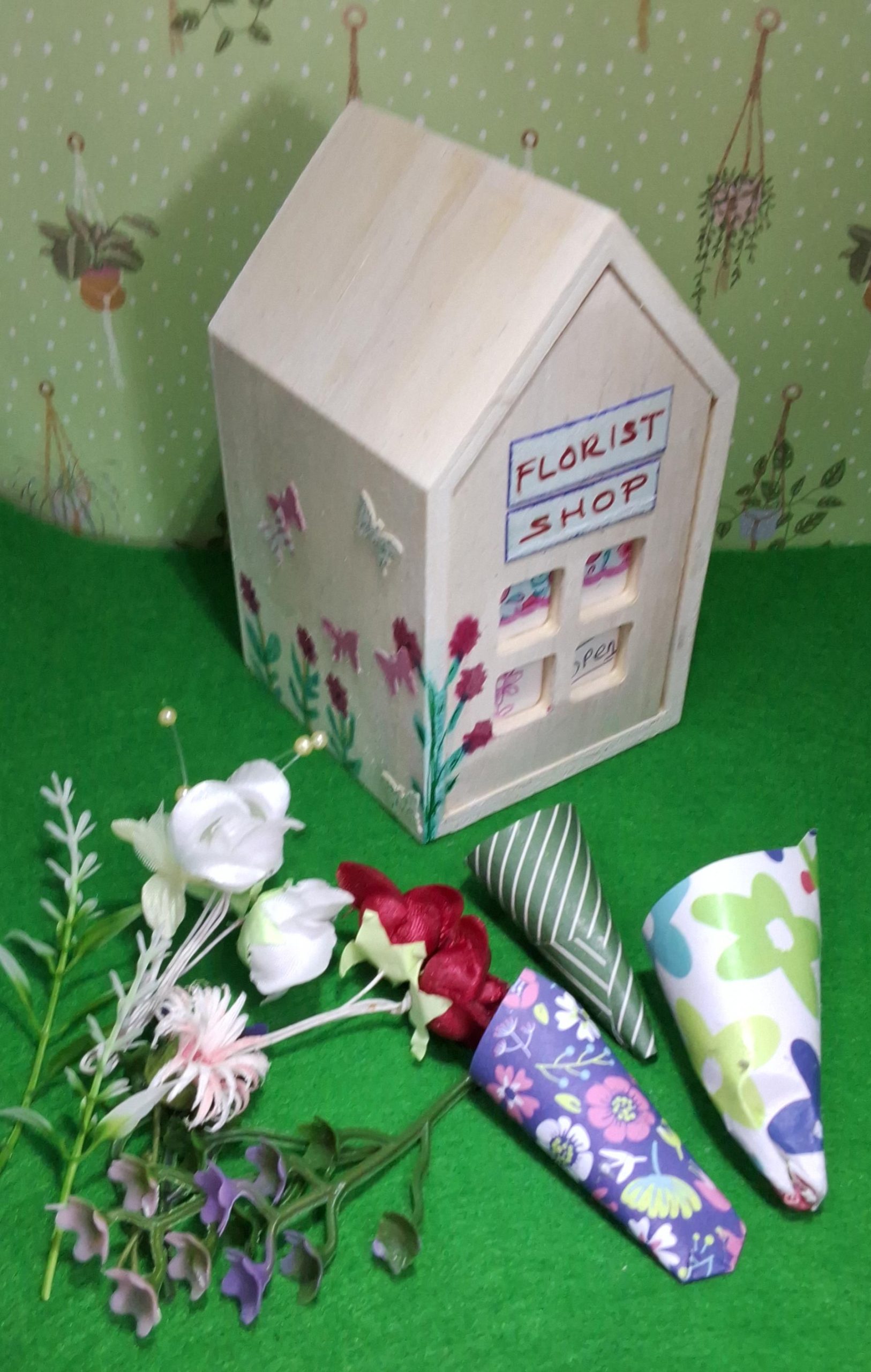 Handmade Decorative Florist Shop with a Selection of Artificial Floral Bouquets