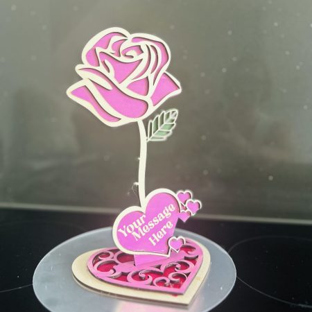 Personalised Wooden Rose with Stand