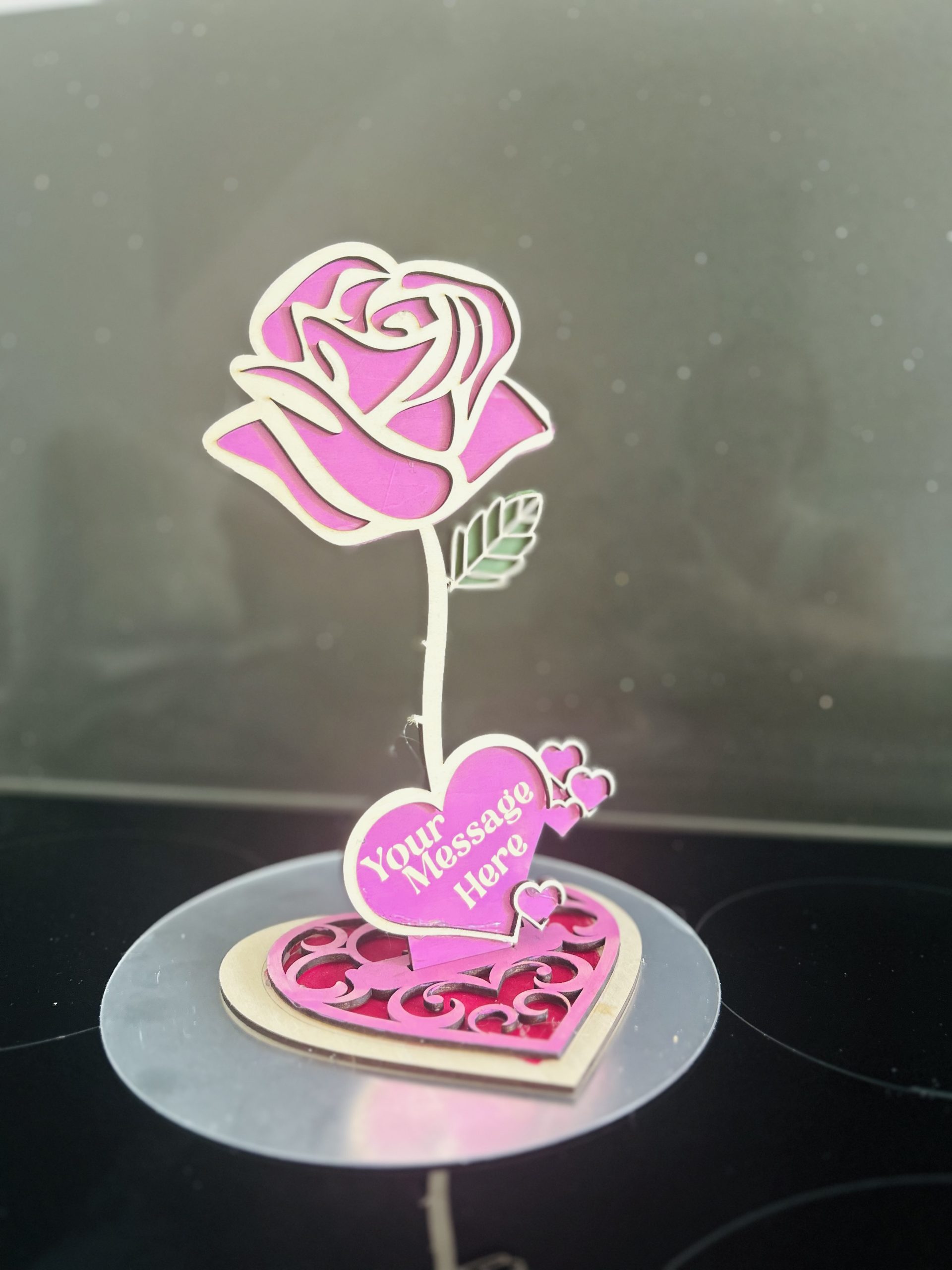 Personalised Wooden Rose with Stand