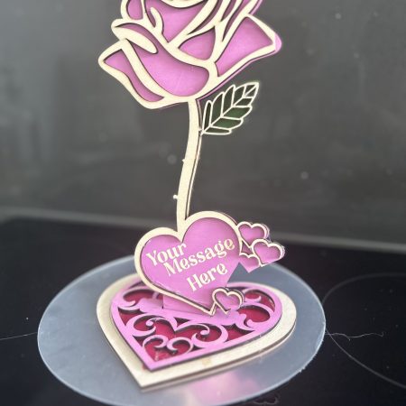 Personalised Wooden Rose with Stand
