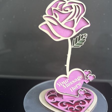 Personalised Wooden Rose with Stand