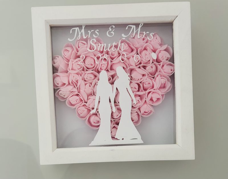 LGBT Personlised Lesbian rose shadow box gift