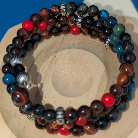 Memory wire bracelet with a combination of various Tiger Eye stones