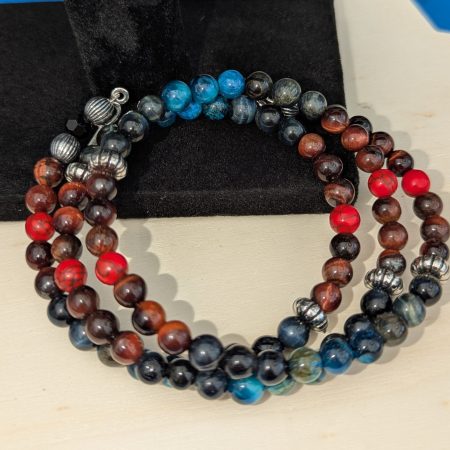 Memory wire bracelet with a combination of various Tiger Eye stones