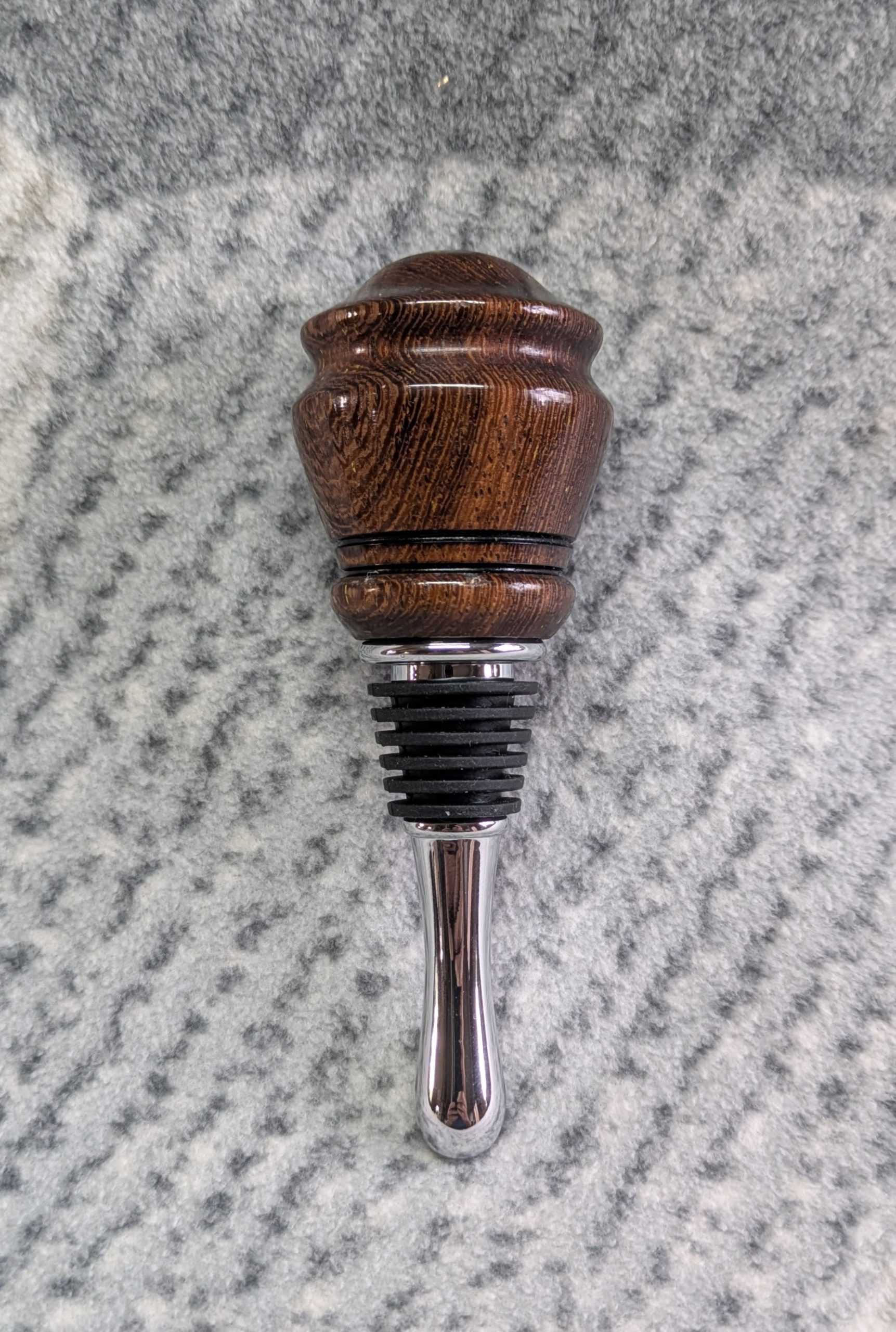 Hand turned bottle stopper made from panga panga wood