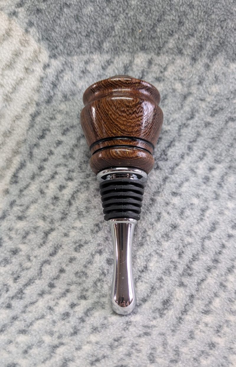 Hand turned bottle stopper made from panga panga wood