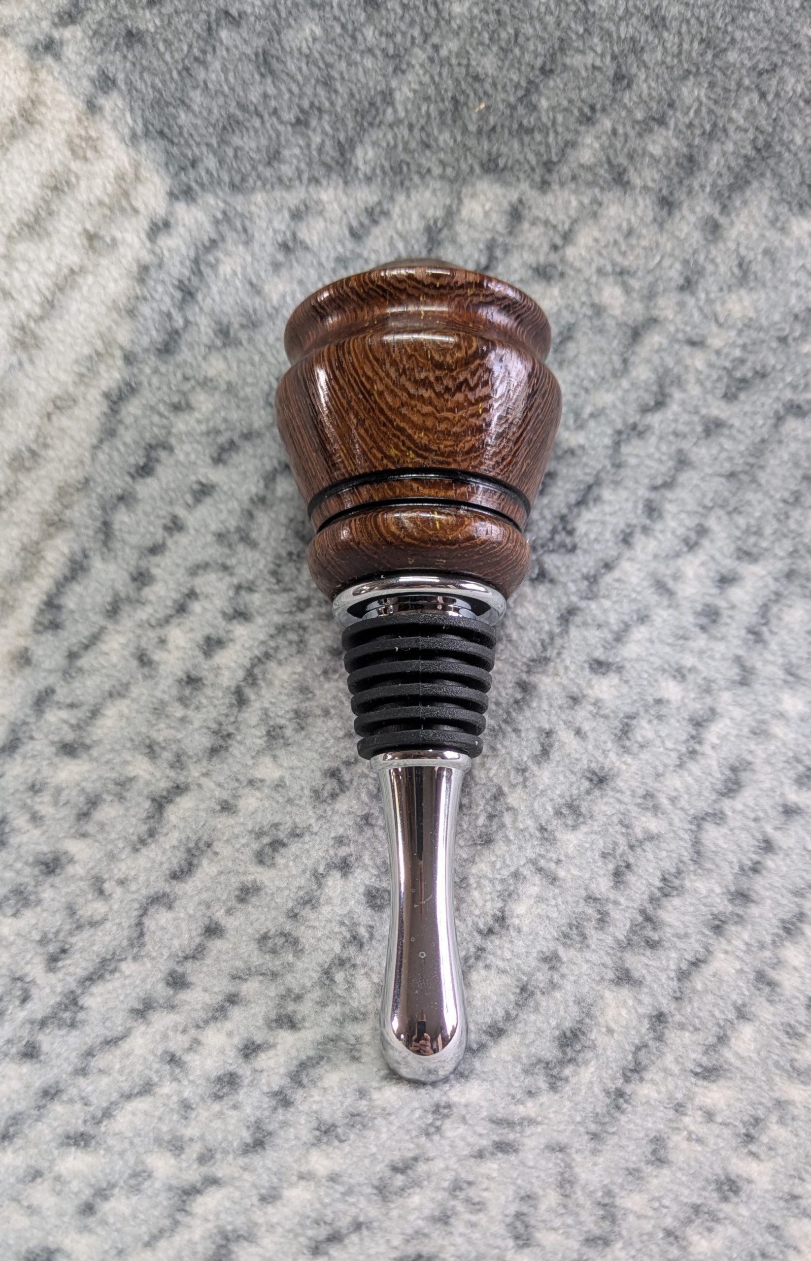 Hand turned bottle stopper made from panga panga wood