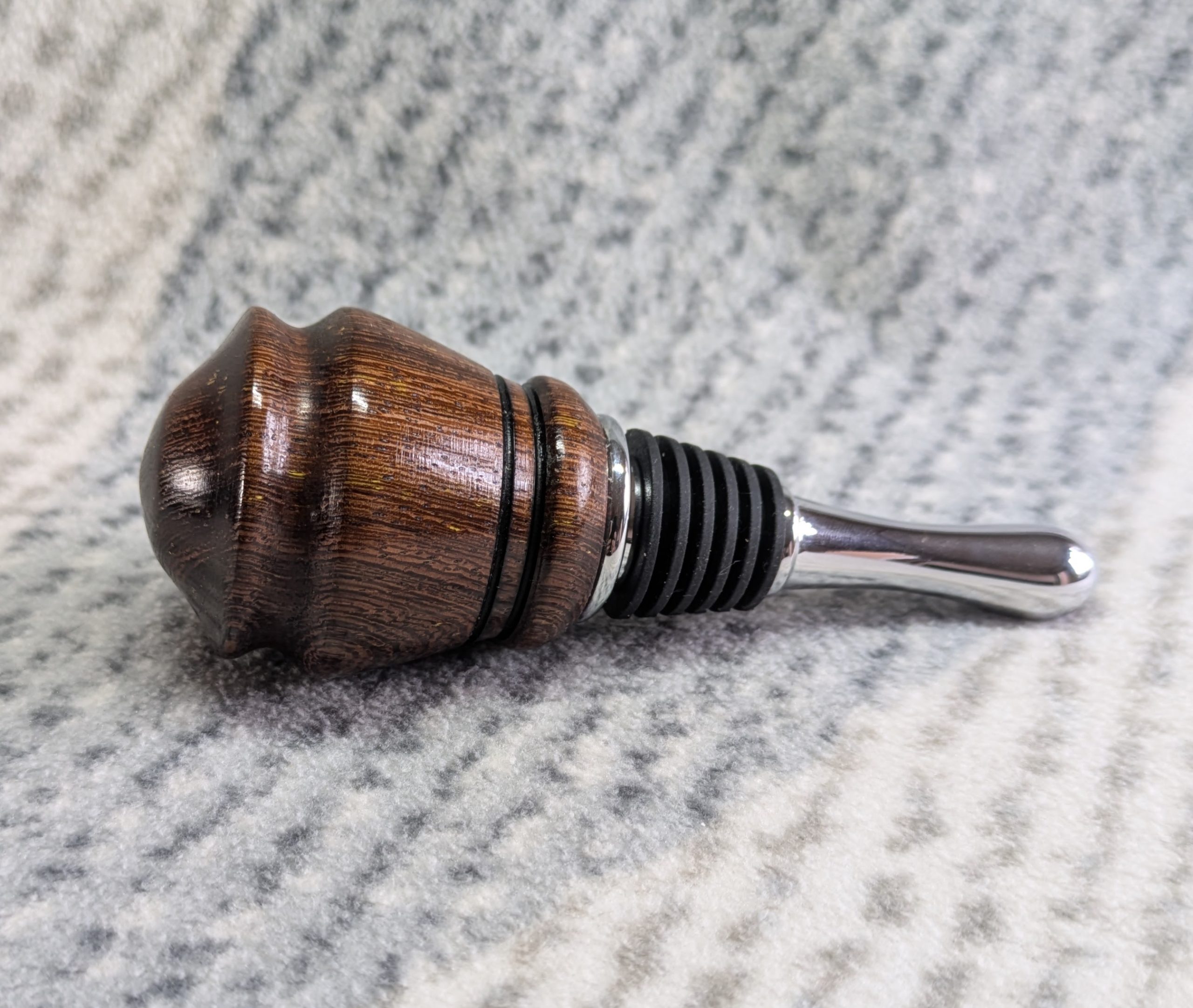 Hand turned bottle stopper made from panga panga wood
