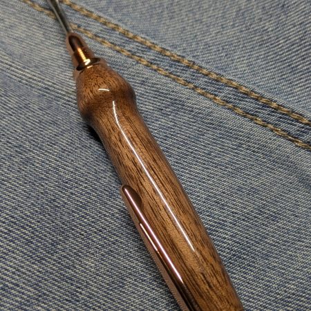 Seam ripper-unpicker made from walnut with rose gold fittings