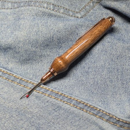 Seam ripper-unpicker made from walnut with rose gold fittings
