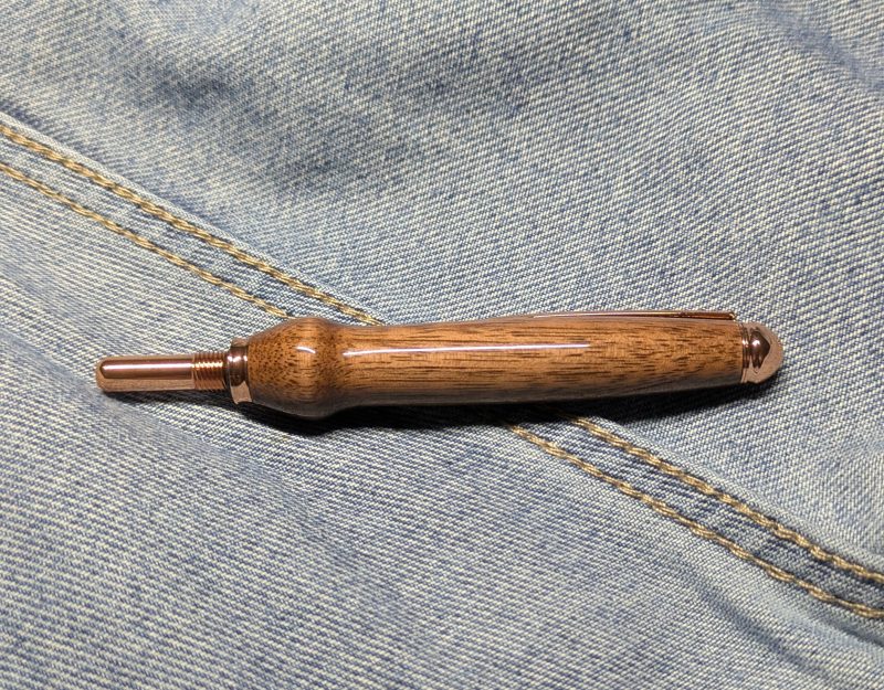Seam ripper-unpicker made from walnut with rose gold fittings