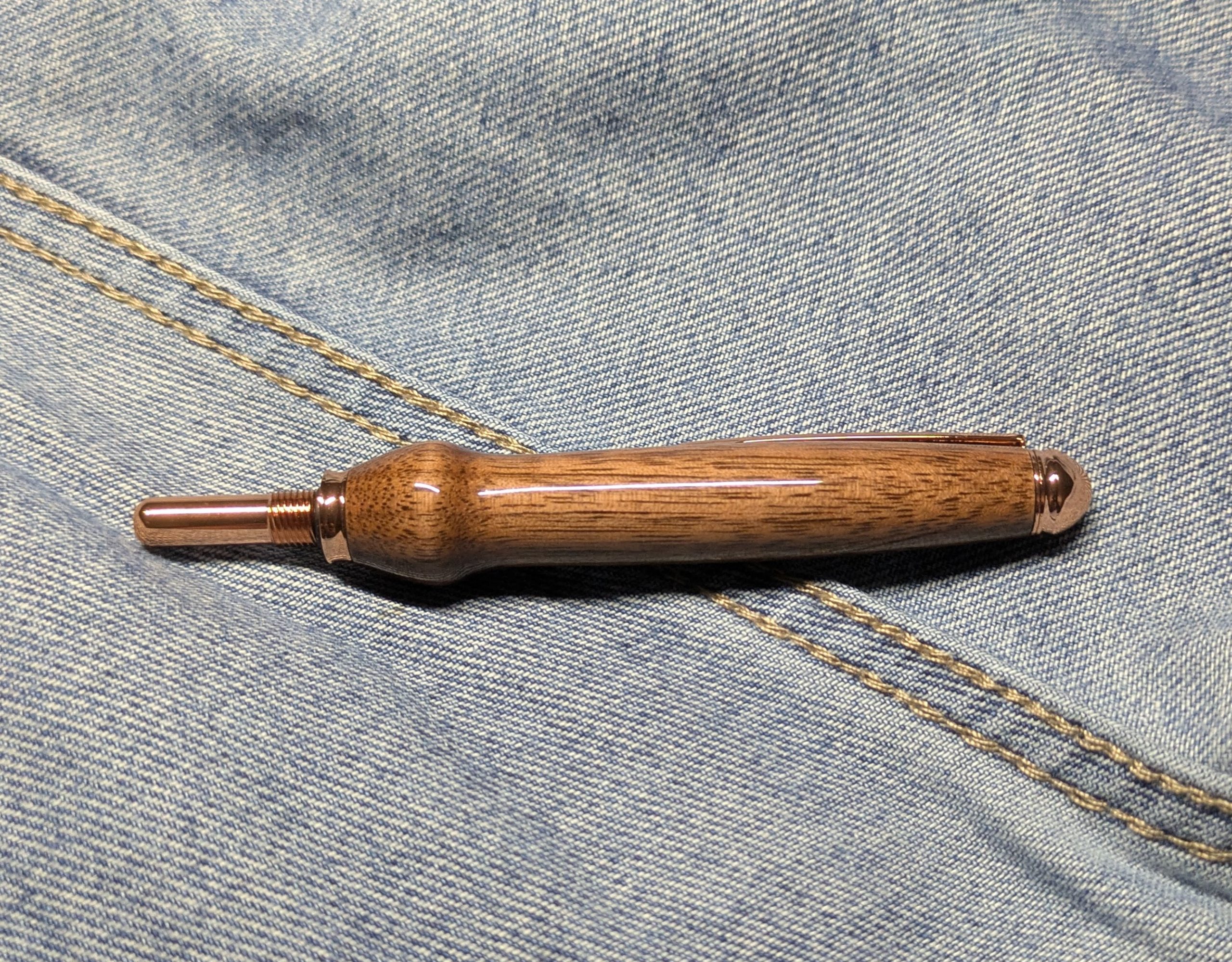 Seam ripper-unpicker made from walnut with rose gold fittings