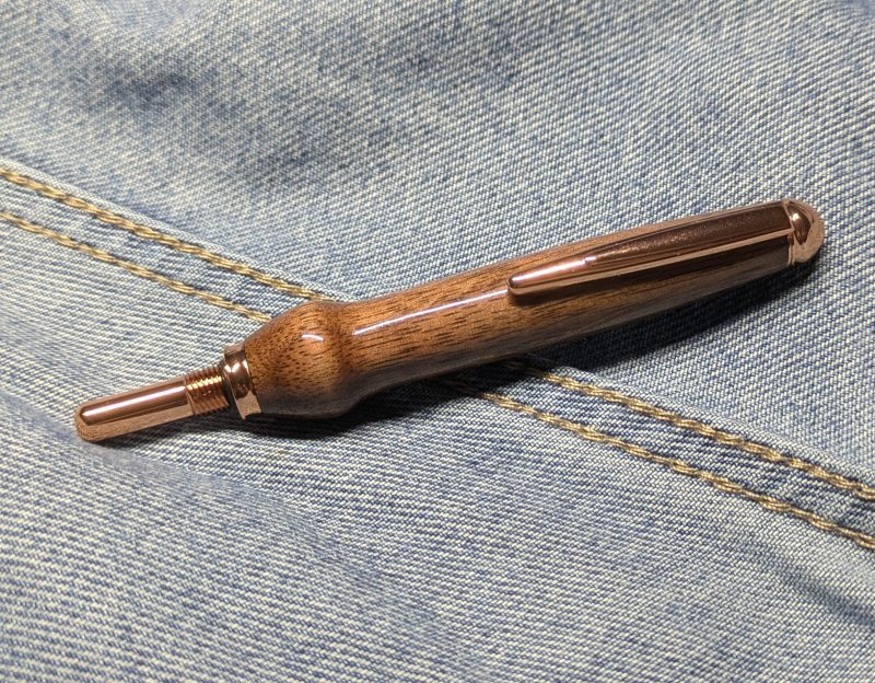 Seam ripper-unpicker made from walnut with rose gold fittings
