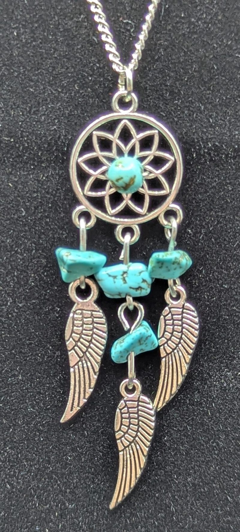 Dreamcatcher necklet with turquoise stones