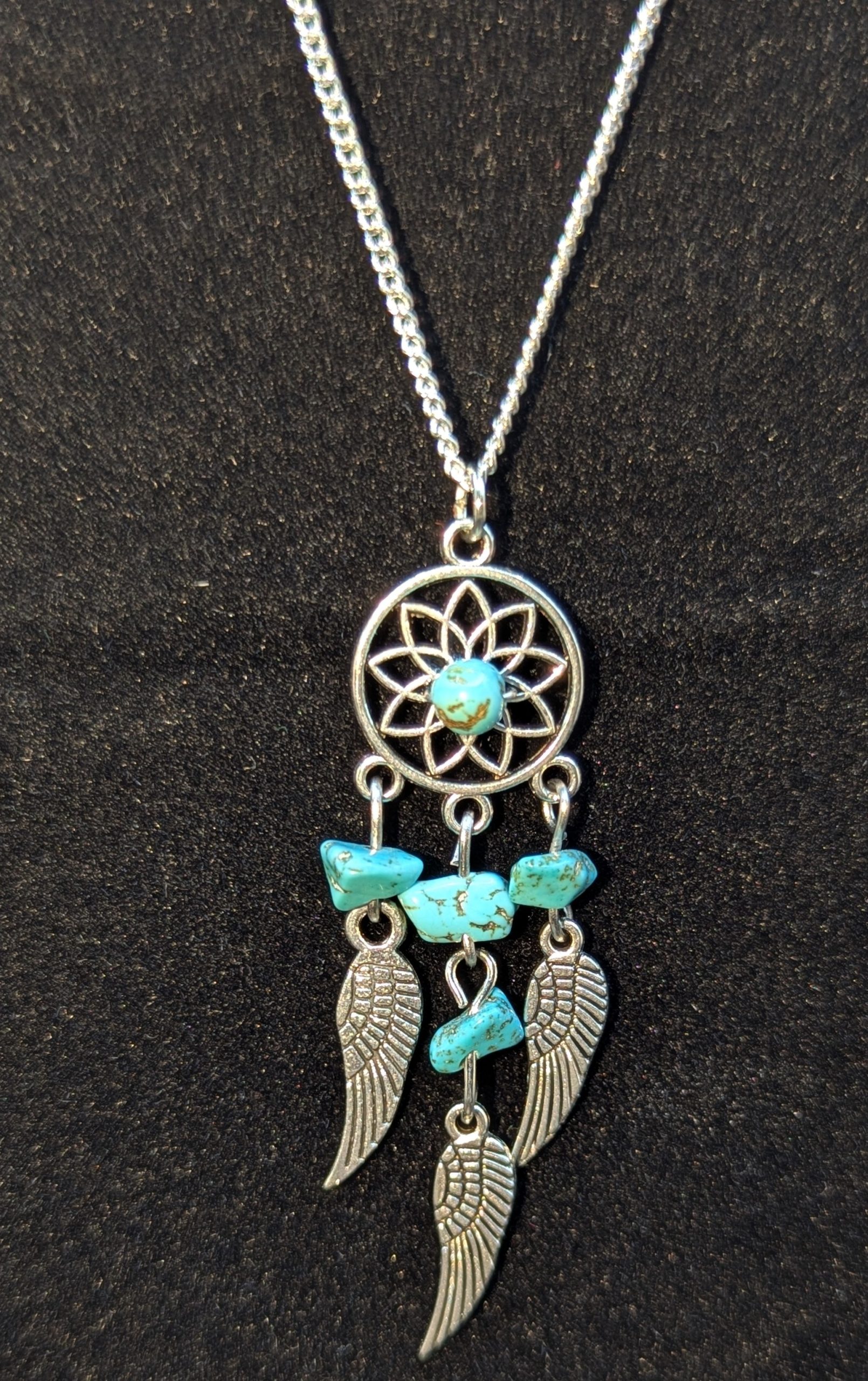 Dreamcatcher necklet with turquoise stones