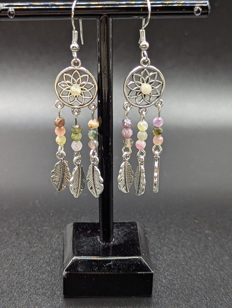 Tourmaline dreamcatcher earrings