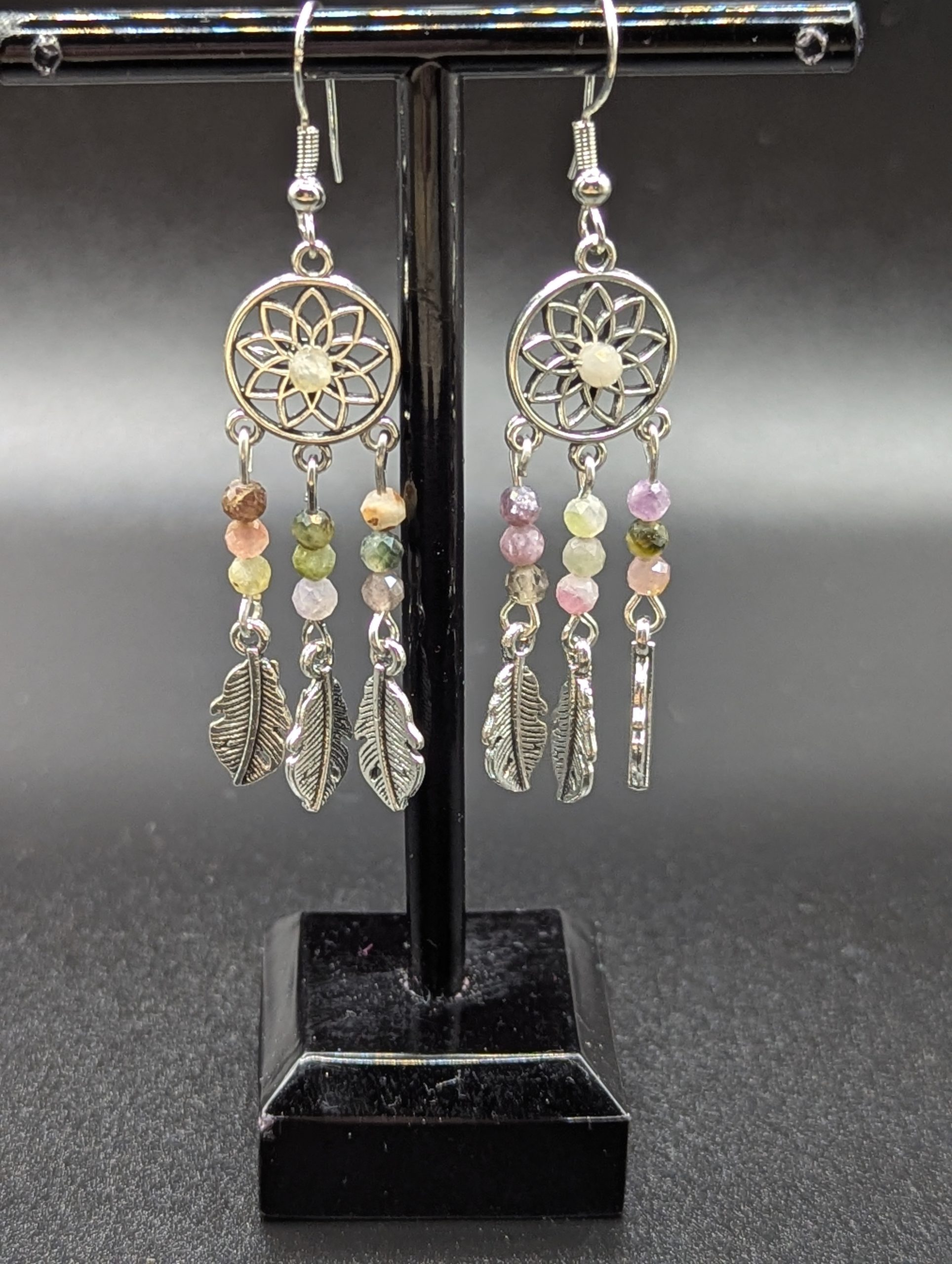 Tourmaline dreamcatcher earrings