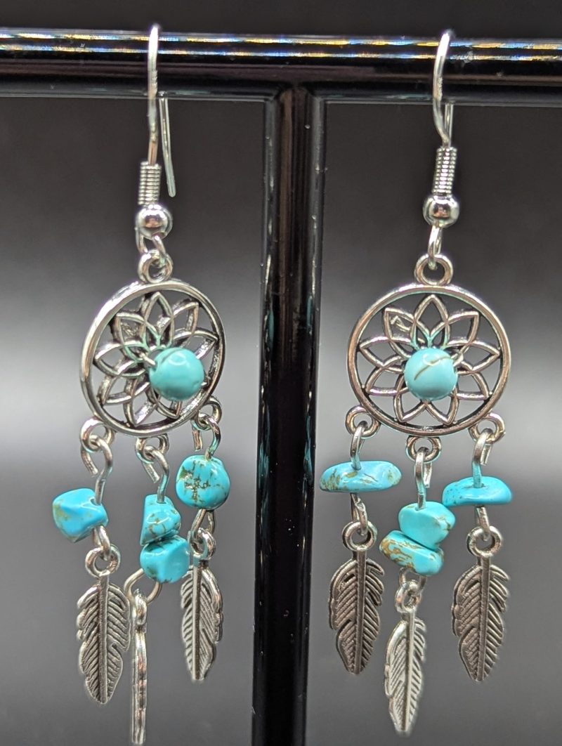 Turquoise dreamcatcher earrings