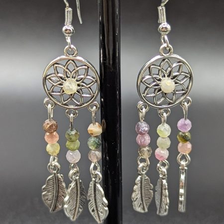 Tourmaline dreamcatcher earrings