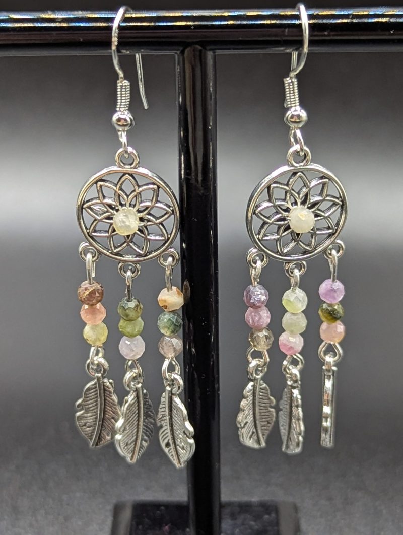 Tourmaline dreamcatcher earrings