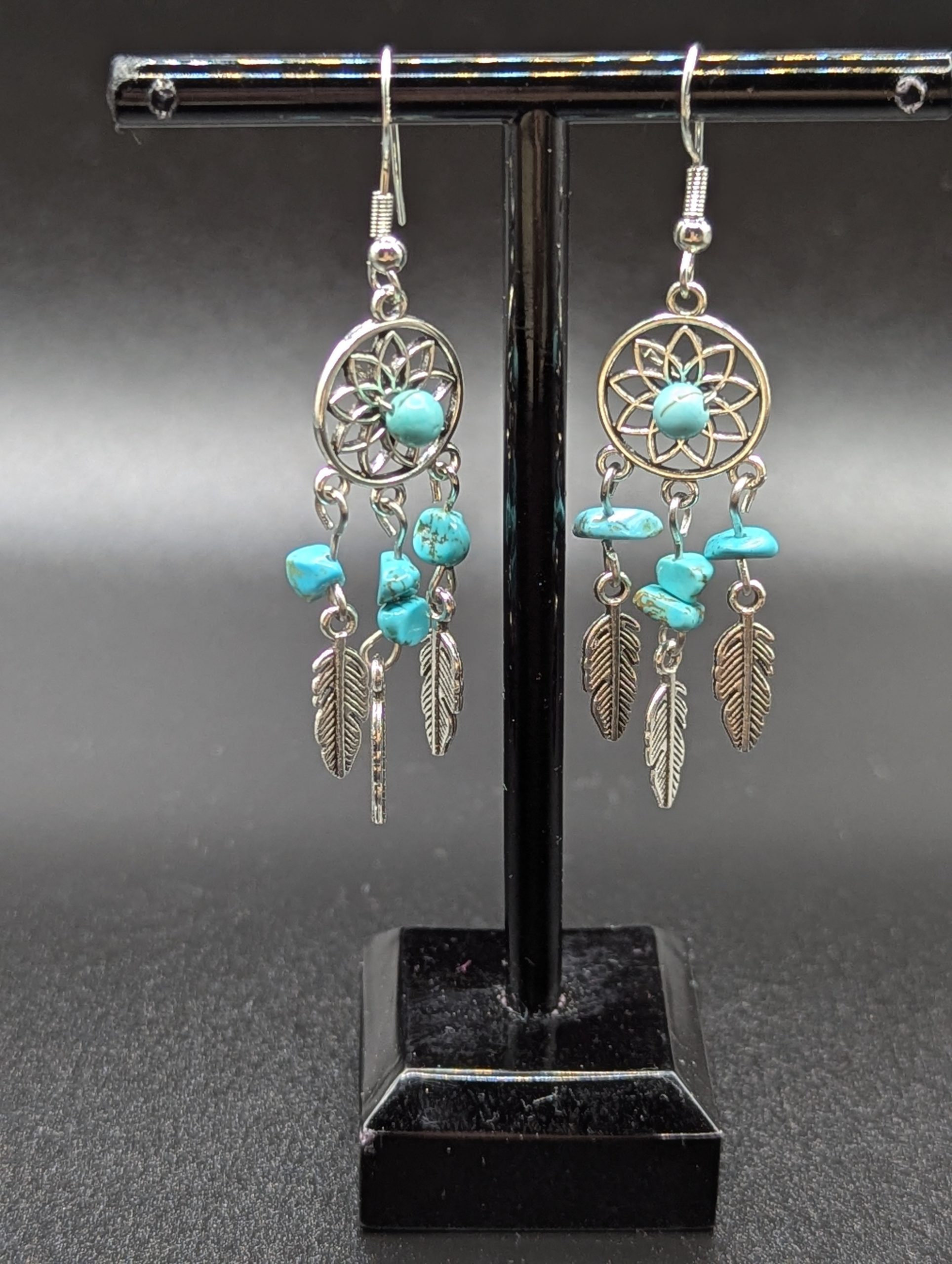 Turquoise dreamcatcher earrings