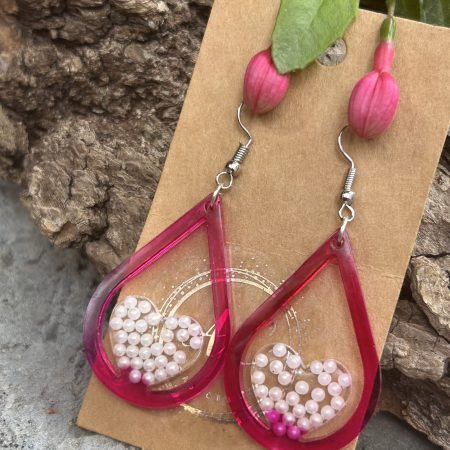Red resin teardrops with pearls