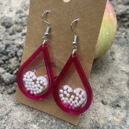 Red resin teardrops with pearls