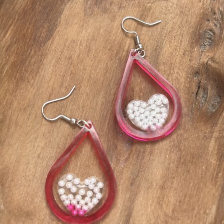 Red resin teardrops with pearls