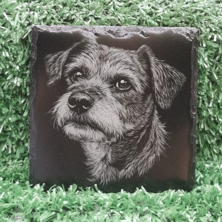 Border Terrier Slate Coaster, Laser Engraved, Dog Square 100mm