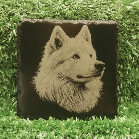 Dog Breed Slate Coaster, Laser Engraved, Dog Square 100mm