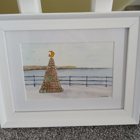 Fishtive Tree, Coble landing, Filey framed original watercolour