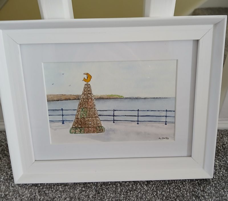 Fishtive Tree, Coble landing, Filey framed original watercolour