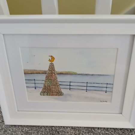 Fishtive Tree, Coble landing, Filey framed original watercolour