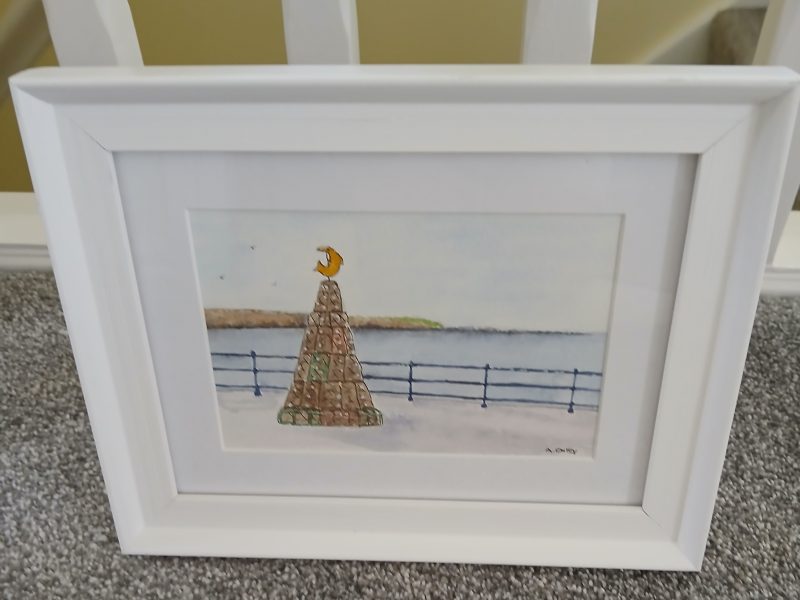 Fishtive Tree, Coble landing, Filey framed original watercolour