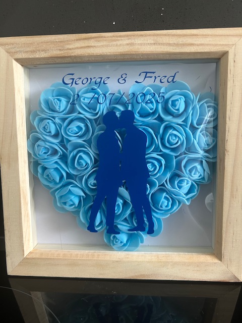 LGBT Personalised gay wedding shadow box