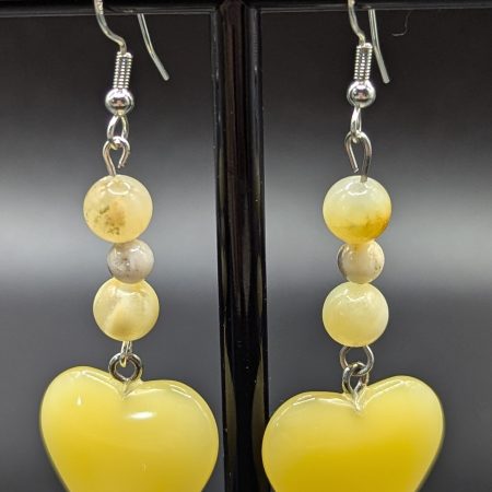 Yellow jade heart drop earrings