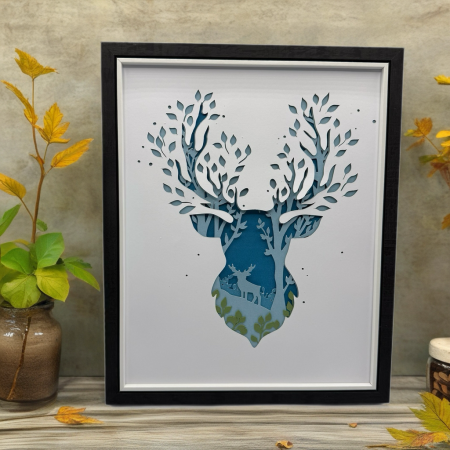 Stag and Deer Papercut Art: Woodland Wall Decor